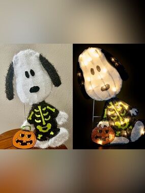 Northlight Peanuts Skeleton Snoopy Clear LED Halloween Décor 18”